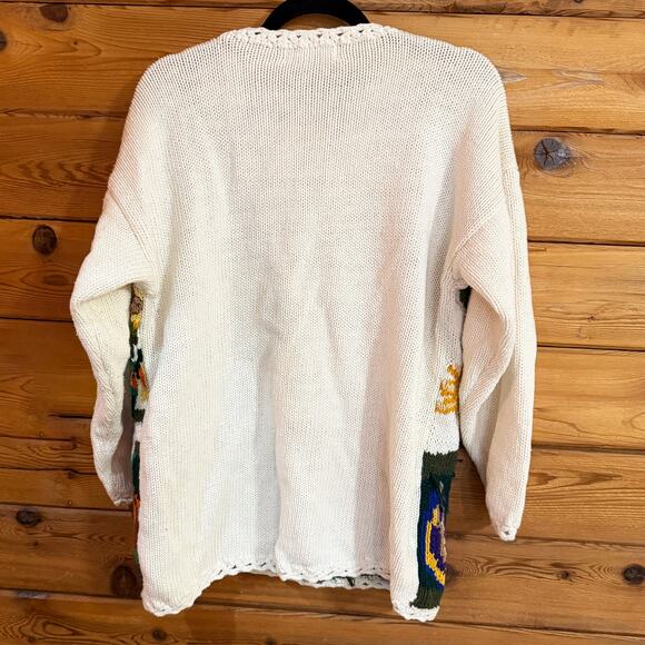 VTG 90s Casual Corner Scarecrow Fall Hand Knit Sweater - Picture 2 of 5